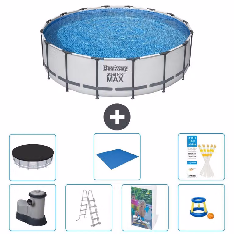 Piscina gonfiabile Bestway Steel Pro MAX, rotonda, 488x122 cm, composta da 6 parti, modello S568