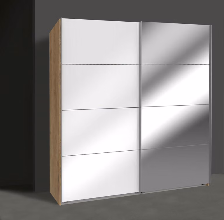 Armadio Easy Plus ad ante scorrevoli 180x65x210cm in rovere bianco vetro