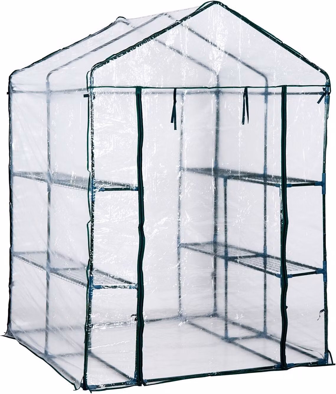Outsunny Serra in foglio Serra per pomodori con ripiani, PVC+acciaio, 143x143x195cm