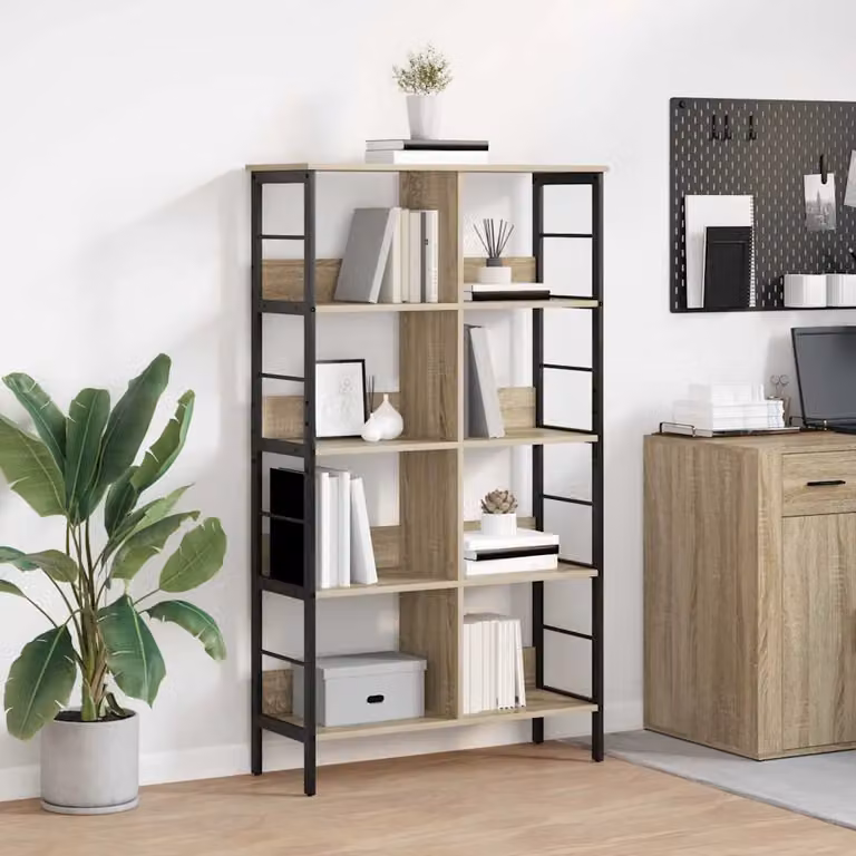 Libreria industrial vidaXL con 8 livelli in legno e metallo, colore marrone, L 82 cm x P 32 cm x H 144,5 cm