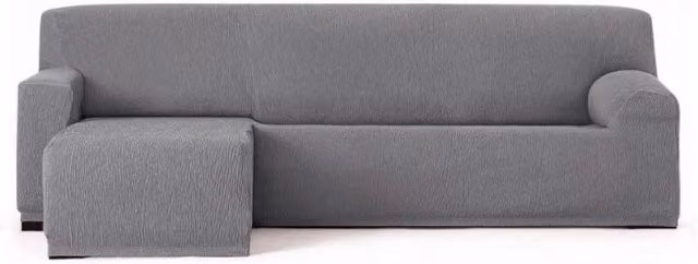 Copridivano elastico Troya EFFEZ grigio con penisola a sinistra e bracciolo corto