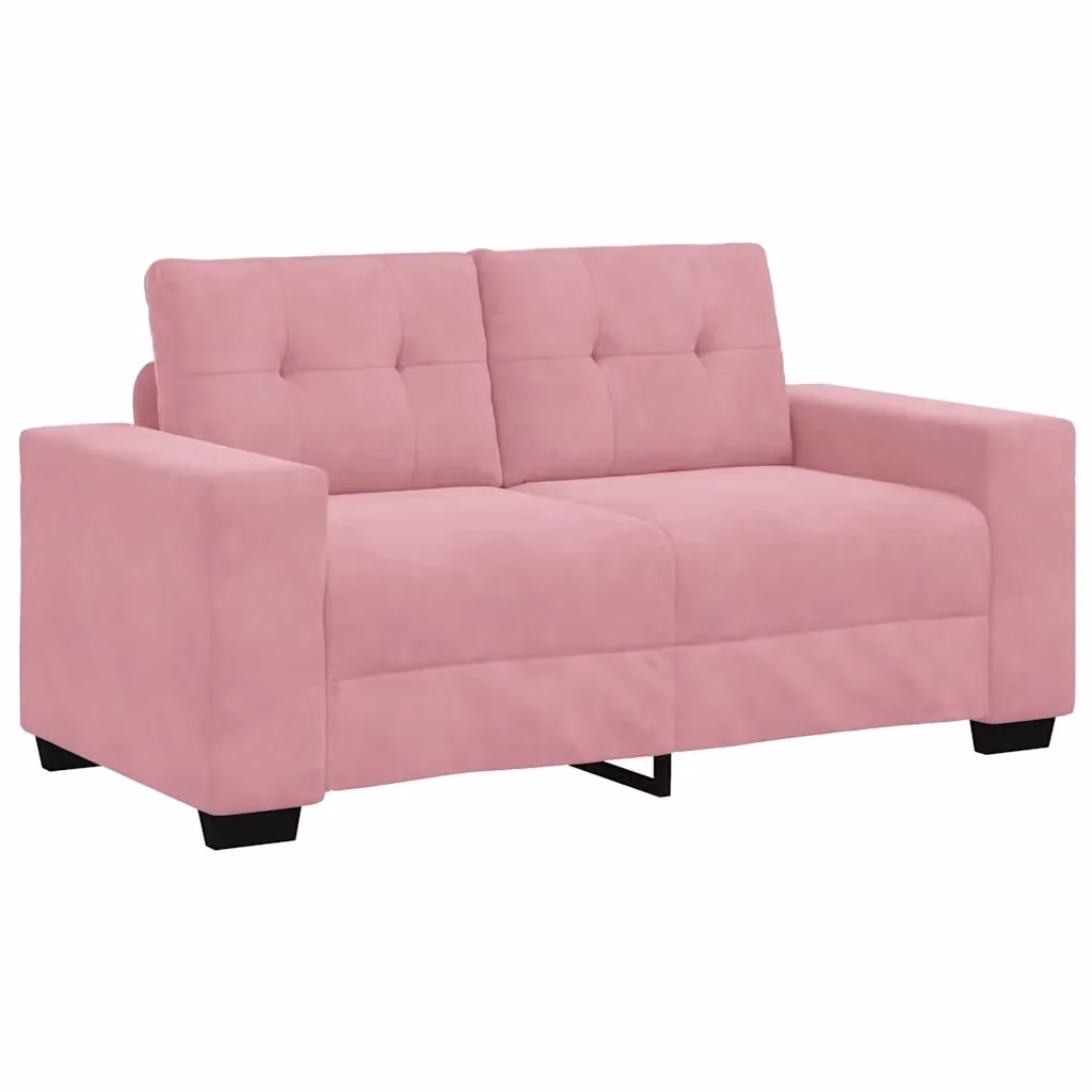 Divano moderno vidaXL in velluto rosa con cuscini per il tuo soggiorno L: 160 cm, P: 77 cm, H: 82 cm – 2