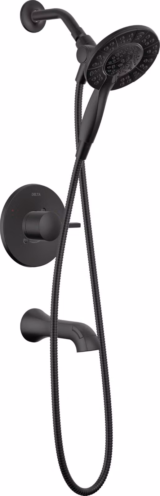 Set di rubinetto monocomando per vasca e doccia Delta Faucet Albion 14, colore nero