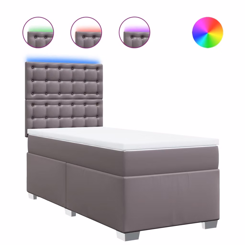 Giroletto a Molle con Materasso Grigio 90x190 cm in Pelle finta