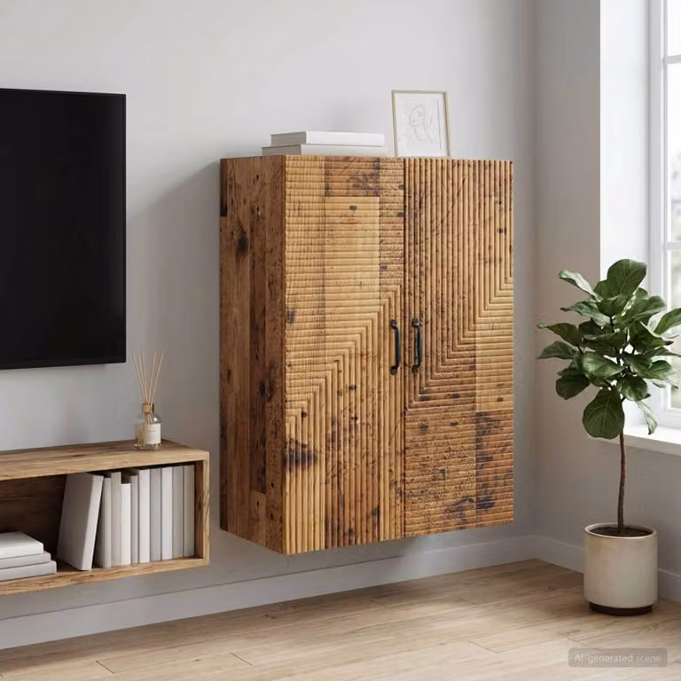 vidaXL Mobiletto a muro in legno marrone con ante a battente e ripiani interni L: 66 cm, P: 34,5 cm, H: 90 cm
