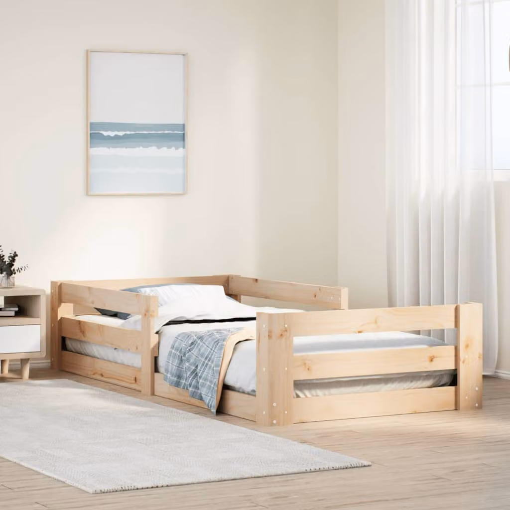 vidaXL Giroletto in Legno Massello di Pino Marrone con Doghe Fisse, L/P/H: 100 x 200 x 107 cm