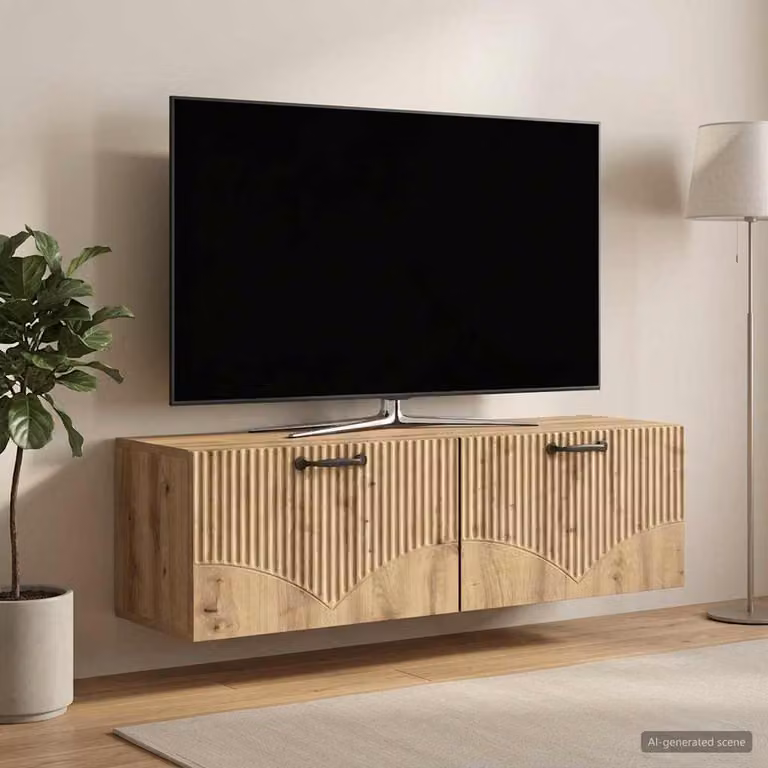 Mobile Porta TV da Muro vidaXL in Rovere Artigianale, Marrone, L 98 x P 31 x H 30 cm
