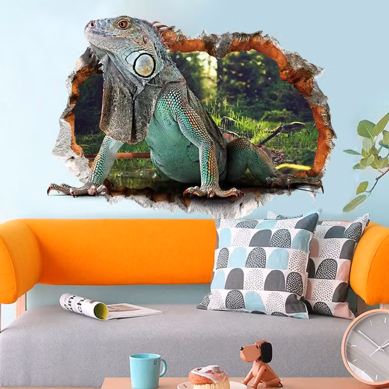Miico 3D Adesivi murali creativi in PVC Home Decor Wall Art Decalcomanie murali removibili lucertola