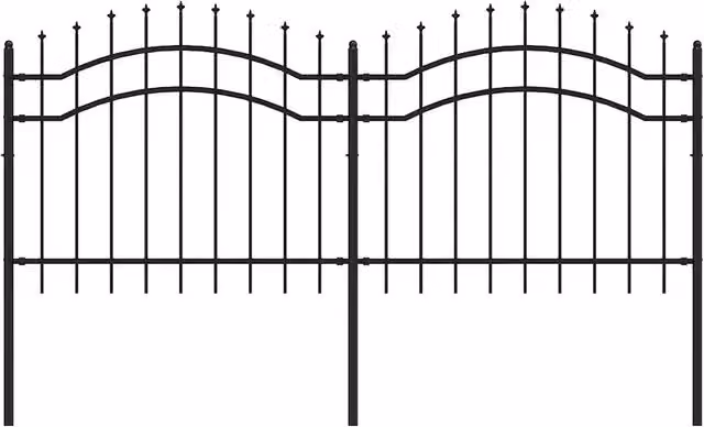 Recinzione da Giardino | Recinzione da cortile Woerden con Punta a Lancia Nera 240x100 cm in Acciaio