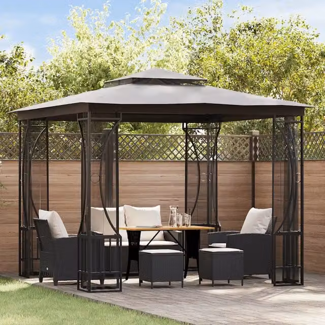 Gazebo con Rete 300x300x265 cm Antracite 48597