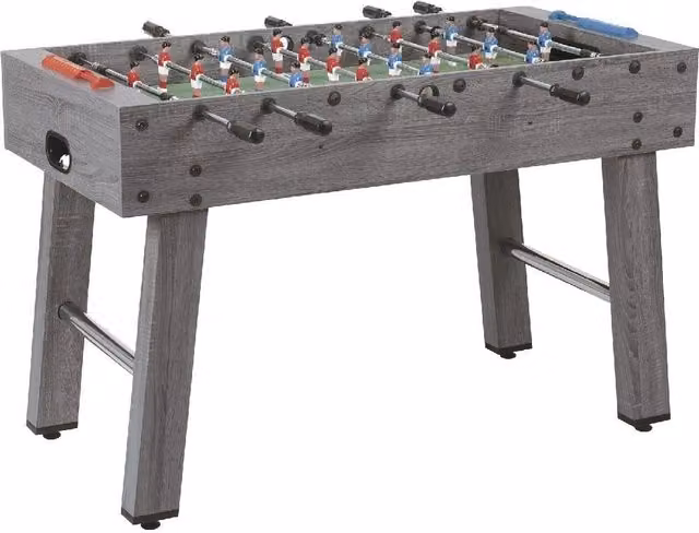 Calcioballe Garlando F-2 con aste uscenti e piano di gioco lungo in nobilitato grigio e legno
