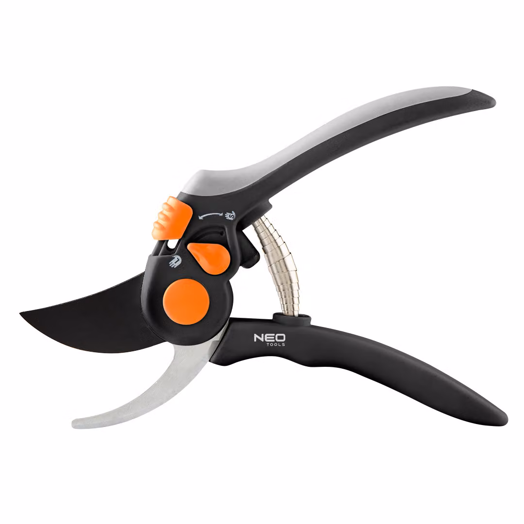 NEO TOOLS cesoie bypass, distanza regolabile, 200 mm, raggio d'azione fino a 18 mm, distanza regolabile, con rivestimento antiaderente, manico ergonomico con impugnature in morbida gomma TPR, per legno fresco