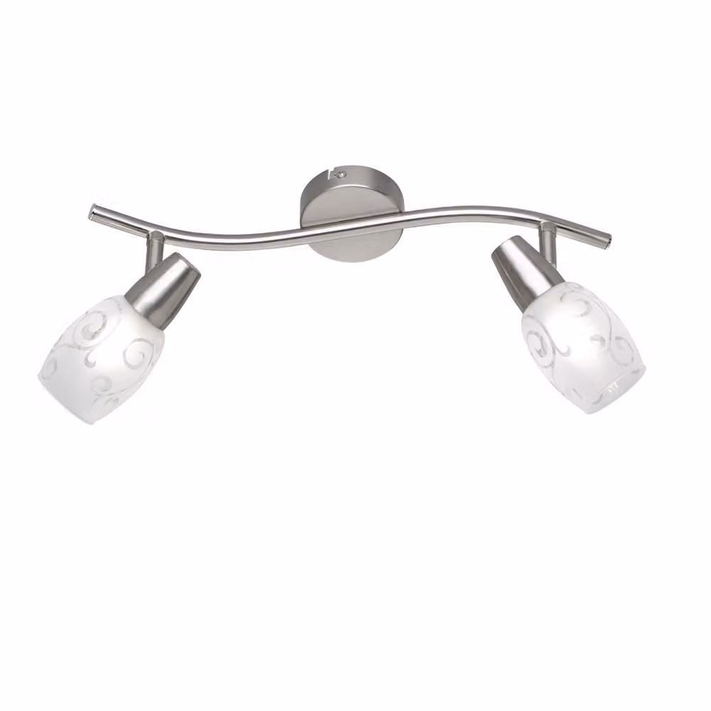 Faretto da soffitto COLMAR a 2 luci, metallo argento opaco, larghezza 39 cm - R80022007