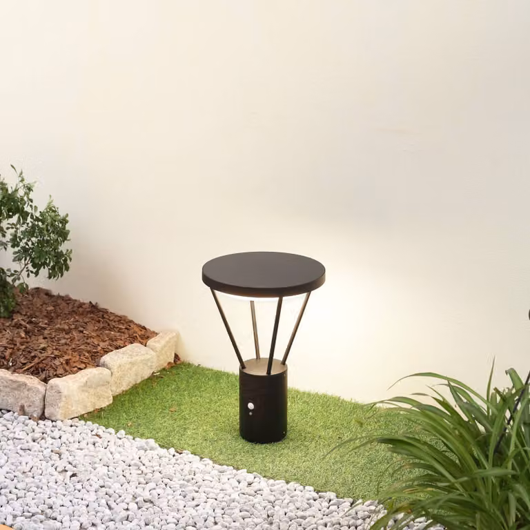 Lampioncino LED e solare Lucande Elario, 44 cm, nero, con sensore Elario, Nero, Alluminio, Moderno, Lampade solari