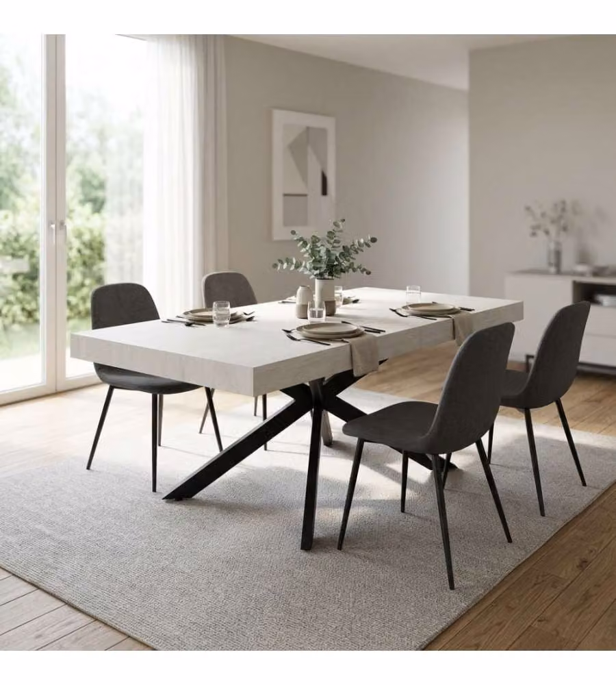 Cosma Tavolo Allungabile Bianco Effetto Legno 160/240 x 90 cm Moderno