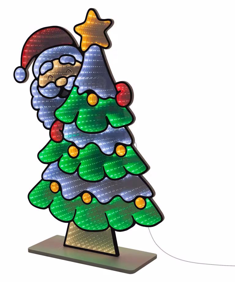 Decorazione natalizia ECD Germany, albero di Natale con specchio a LED, effetto 3D "infinity mirror", illuminazione natalizia per interni, decorazione, catena luminosa a specchio, timer, 58x80 cm