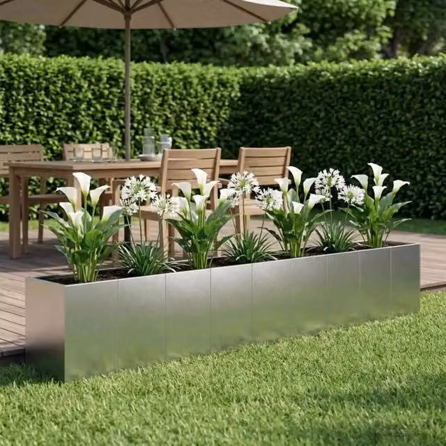 Vaso da giardino Argento 360 x 40 x 60 cm Acciaio Inox 3422153