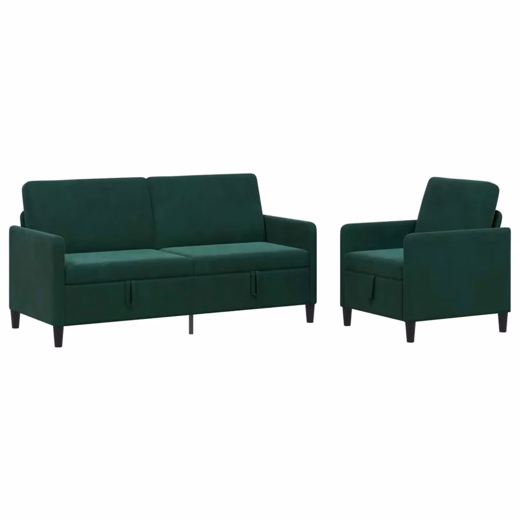 Set di divani vidaXL moderno in tessuto verde e nero con seduta a sollevamento e coperture rimovibili per il tuo soggiorno – 2