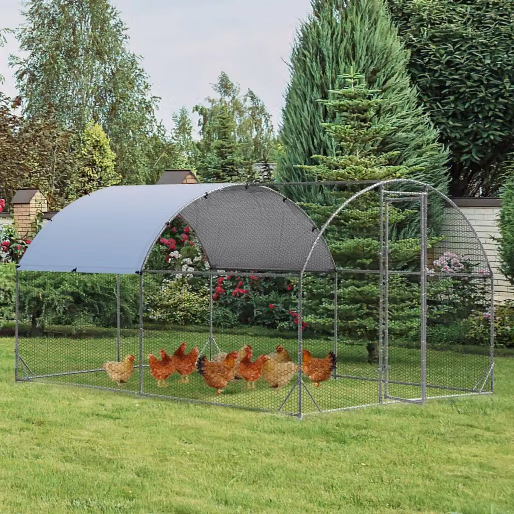 Pollaio DESIGN IN per galline con tetto a volta curvo in metallo galvanizzato e argento L: 380 cm, P: 280 cm, H: 195 cm – 2