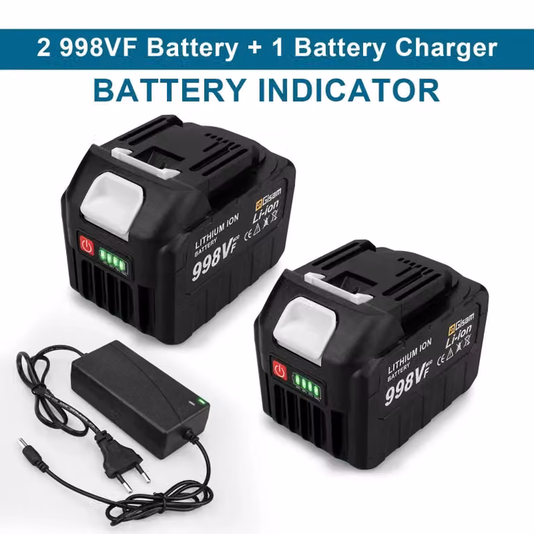 Set di batterie per utensili elettrici - Litio-Ioni 998VF: 2 batterie + 1 caricabatterie - Sistema 18 V -  - Colore: viola