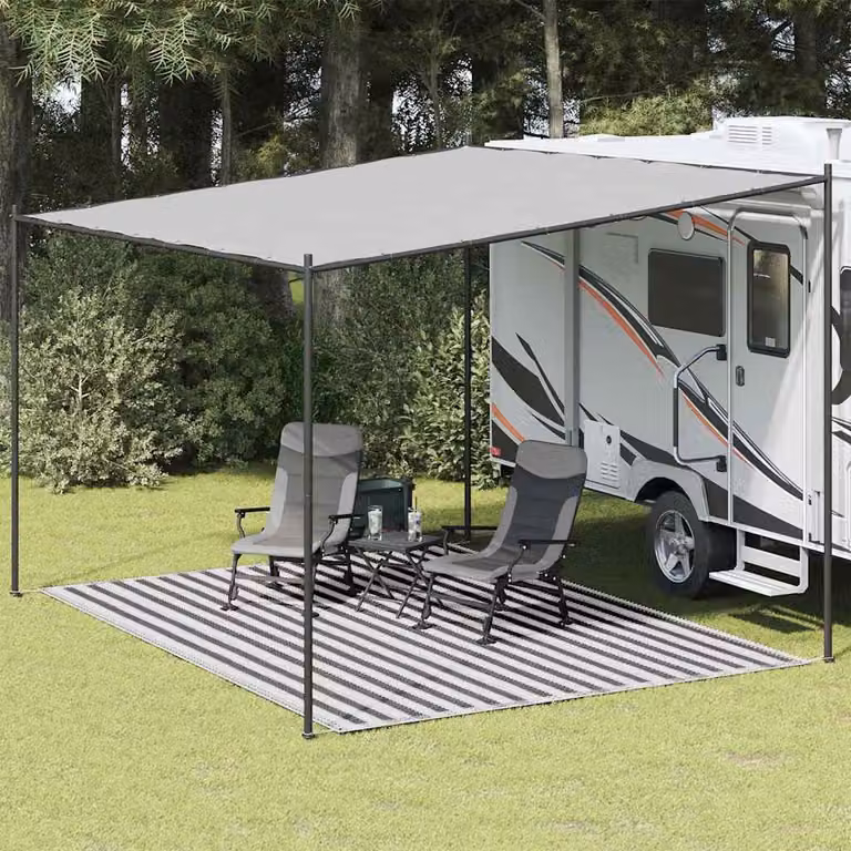 Tappeto da esterno vidaXL a righe moderno, colore antracite e bianco, L: 300 cm, P: 400 cm
