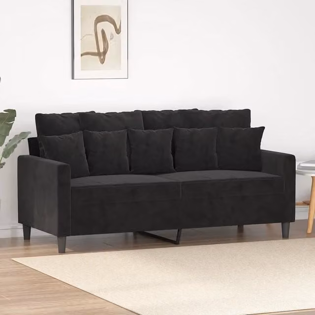 Divano a 2 Posti-Sofa 2 Posti Nero 140 cm in Velluto 614568