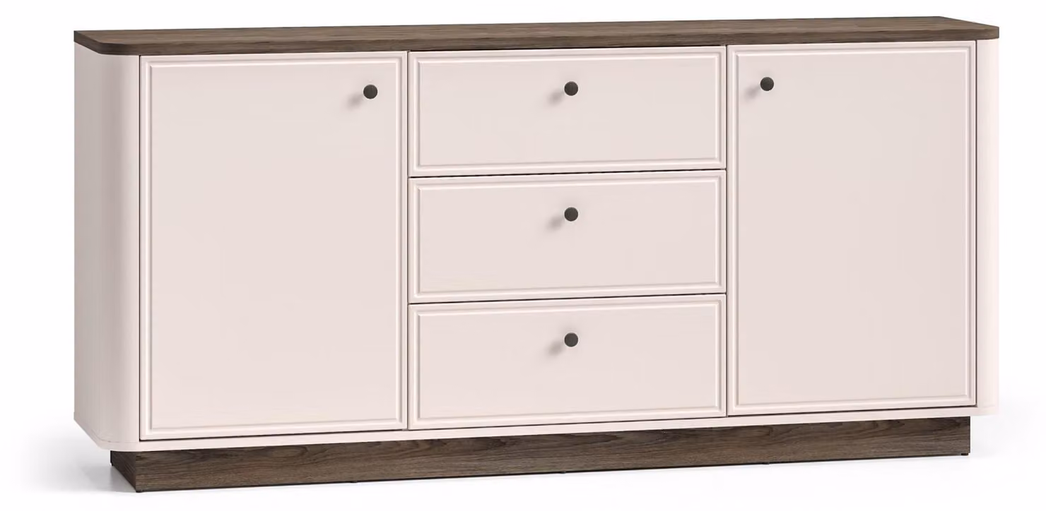 Selsey Vilavio – Credenza a 2 ante, 3 cassetti, color cashmere/effetto rovere scuro, 180 cm