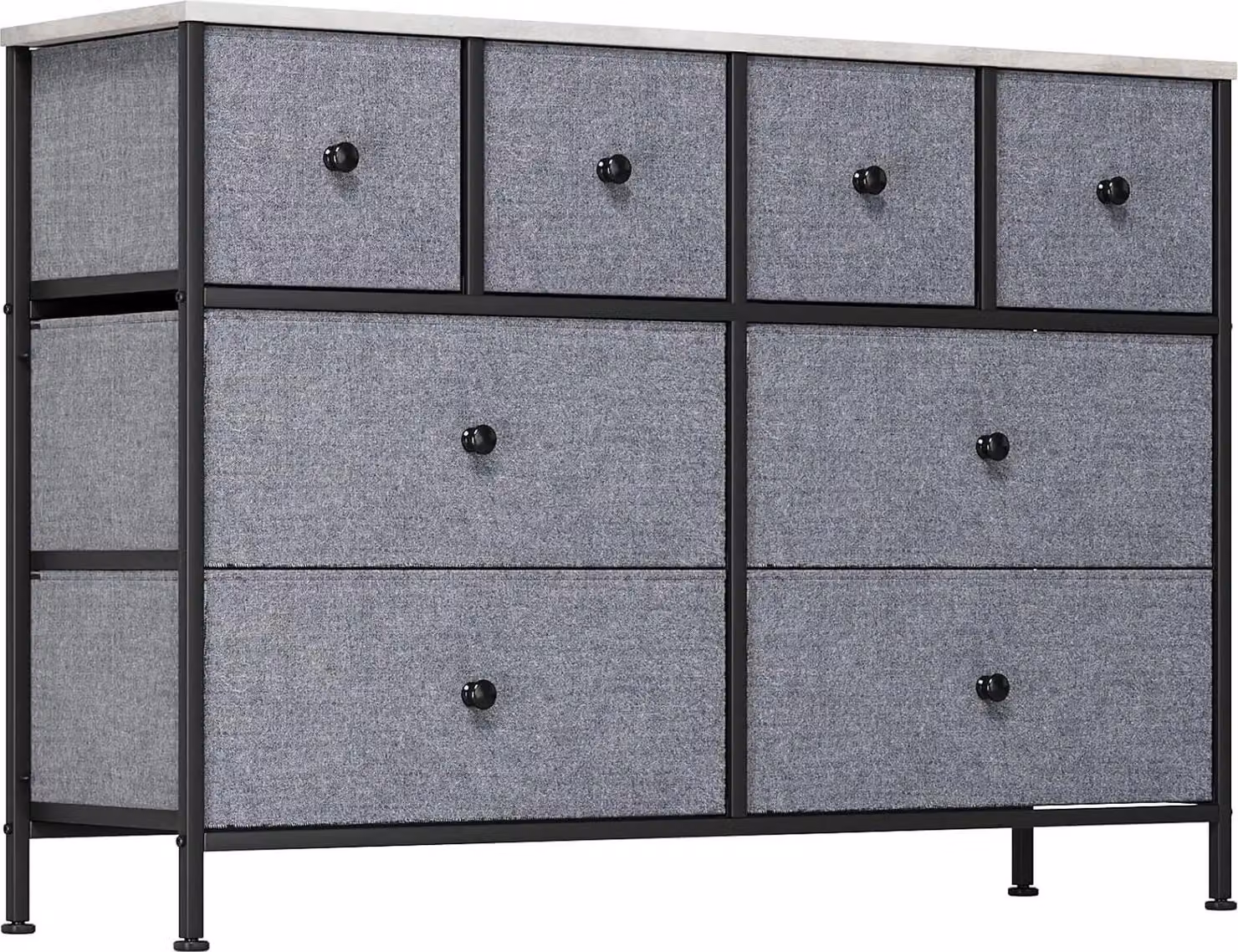 Cassettiera per camera da letto - Cassettiera - 12 cassetti, 3 livelli, scatole in tessuto, maniglie in metallo, struttura in legno, 104x29x70 cm - Viola