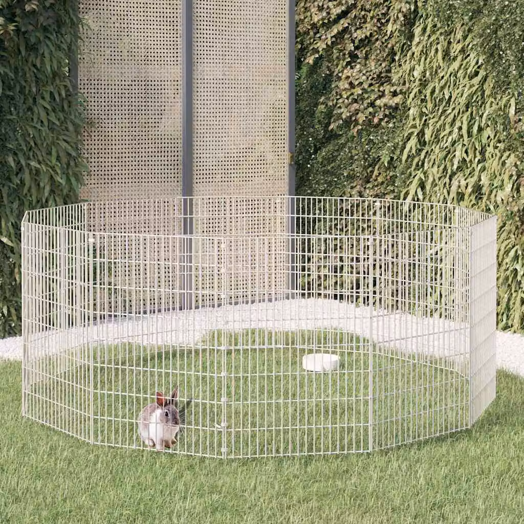 Recinto per Animali Ruspante vidaXL in Ferro Zincato con 12 Pannelli, L: 54 cm, H: 80 cm