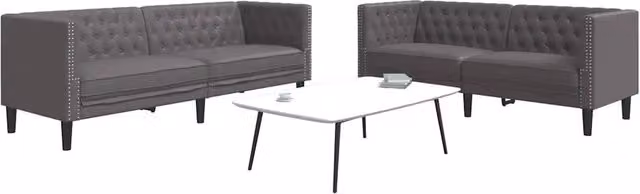 Set Divani Chesterfield 2pz Grigio in Similpelle 3209277
