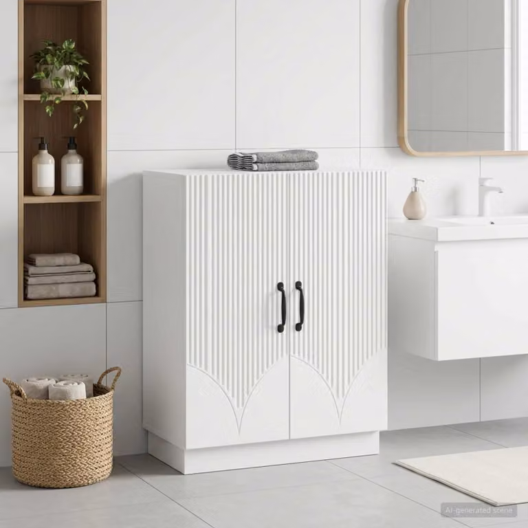 Mobiletto da bagno vidaXL HOORN bianco con ante a battente L/P/H: 59,5 x 31 x 77 cm