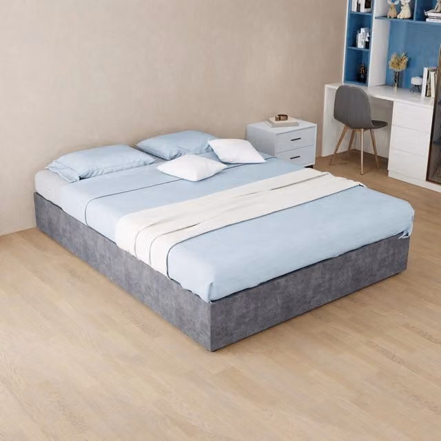 letto tela e metallo grigio 140 x 200 cm
