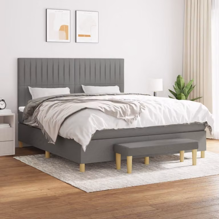 Maison Exclusive - Giroletto a Molle con Materasso Grigio Scuro 180x200 cm Tessuto