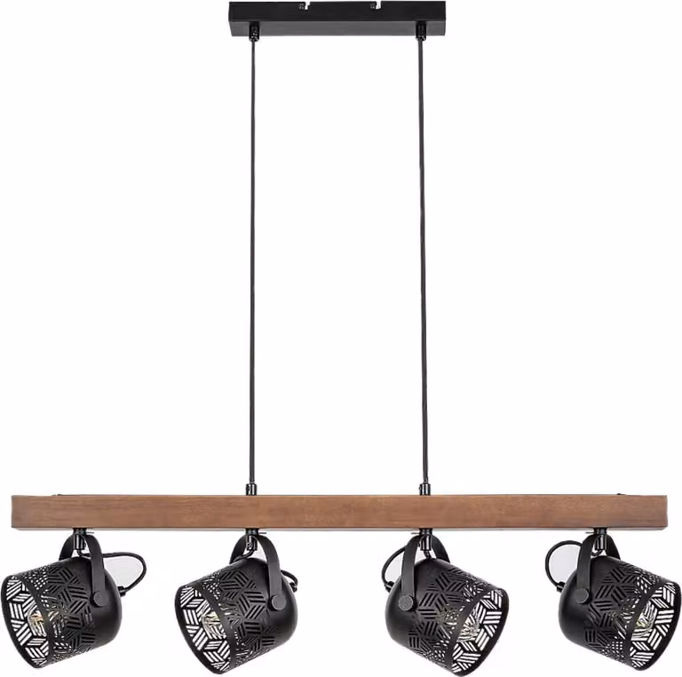 Rabalux 3300 lampada a sospensione 4 spot rossi, E14 legno, marrone-nero, rotonda, industriale, ø110mm