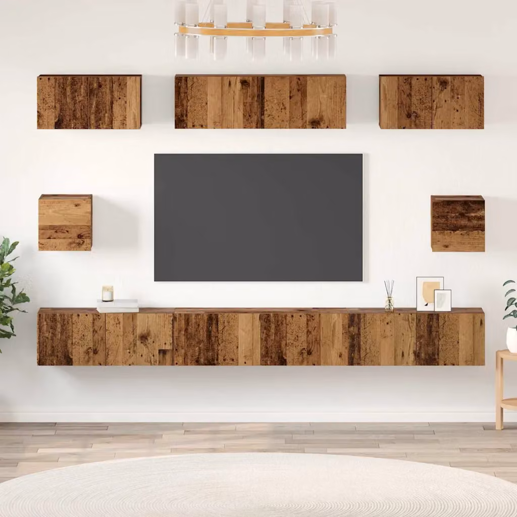 Set mobile TV moderno vidaXL in legno ingegnerizzato marrone, 8 pezzi