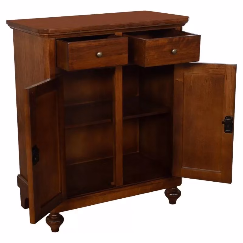 Credenza in stile arte povera con 2 ante in legno noce color marrone Mobili 2G L: 80 cm, P: 43 cm, H: 97 cm – 2