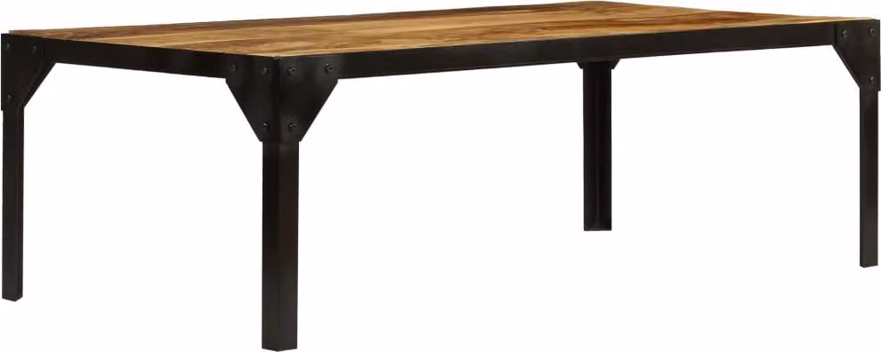 Maison Exclusive - Tavolino in legno massello di mango grezzo e acciaio, 110 cm