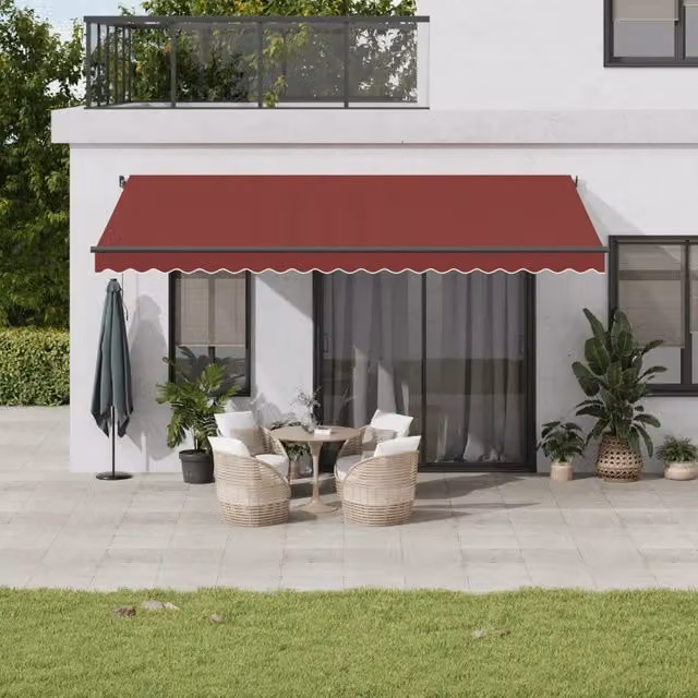 Tenda da Sole Retrattile Automatica con LED VIDAXL in Alluminio e Poliestere, L: 500 cm, P: 350 cm, Colore Antracite e Rosso – 1