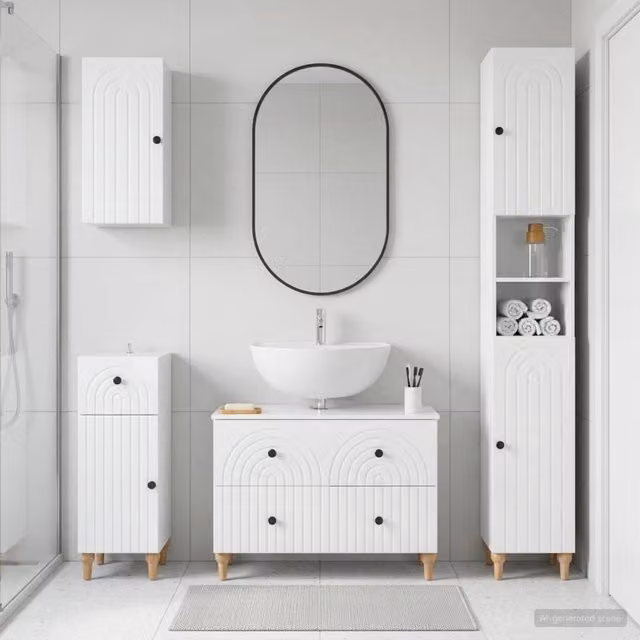 Set di Mobili da Bagno da 4 Pezzi ALKMAAR Bianco Lucido 3417913