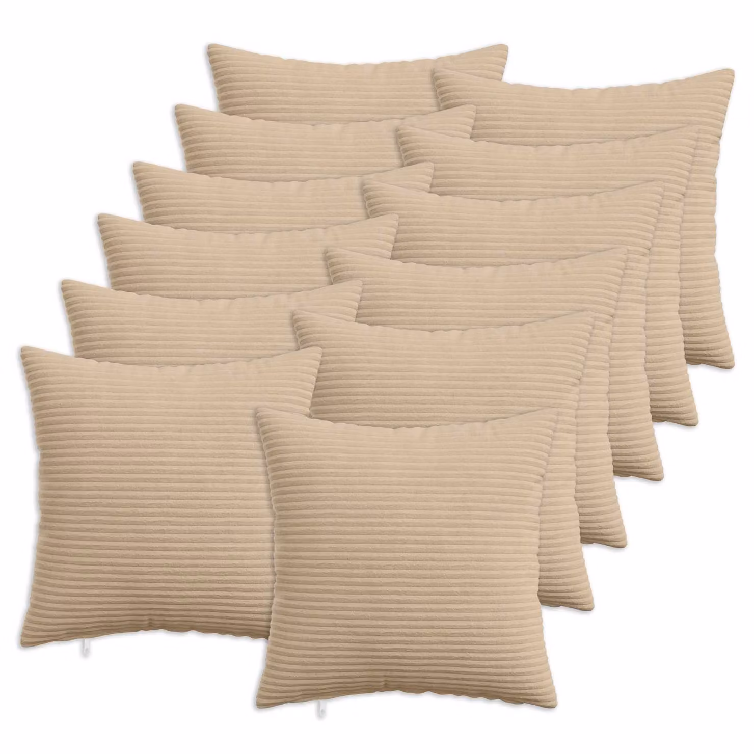 Set di 12 federe vidaXL HEERLEN in velluto a coste, colore tortora, 45 x 45 cm