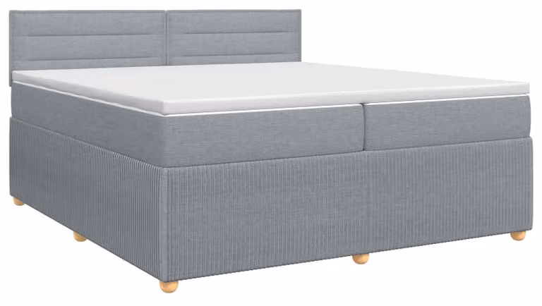 Letto a molle con materasso grigio chiaro 200 x 200 cm in tessuto