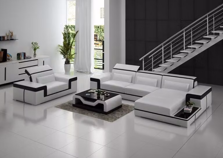 Wohnlandschaft Ecksofa L-Form Sessel Set Garnitur Modern Sofa Leder Couch 2tlg.