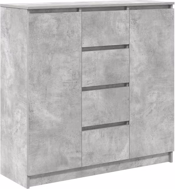 Credenza | Madia | Buffet da pranzo | Armadio da pranzo con Cassetti Grigio Cemento 100,5x35x98,5cm Truciolato