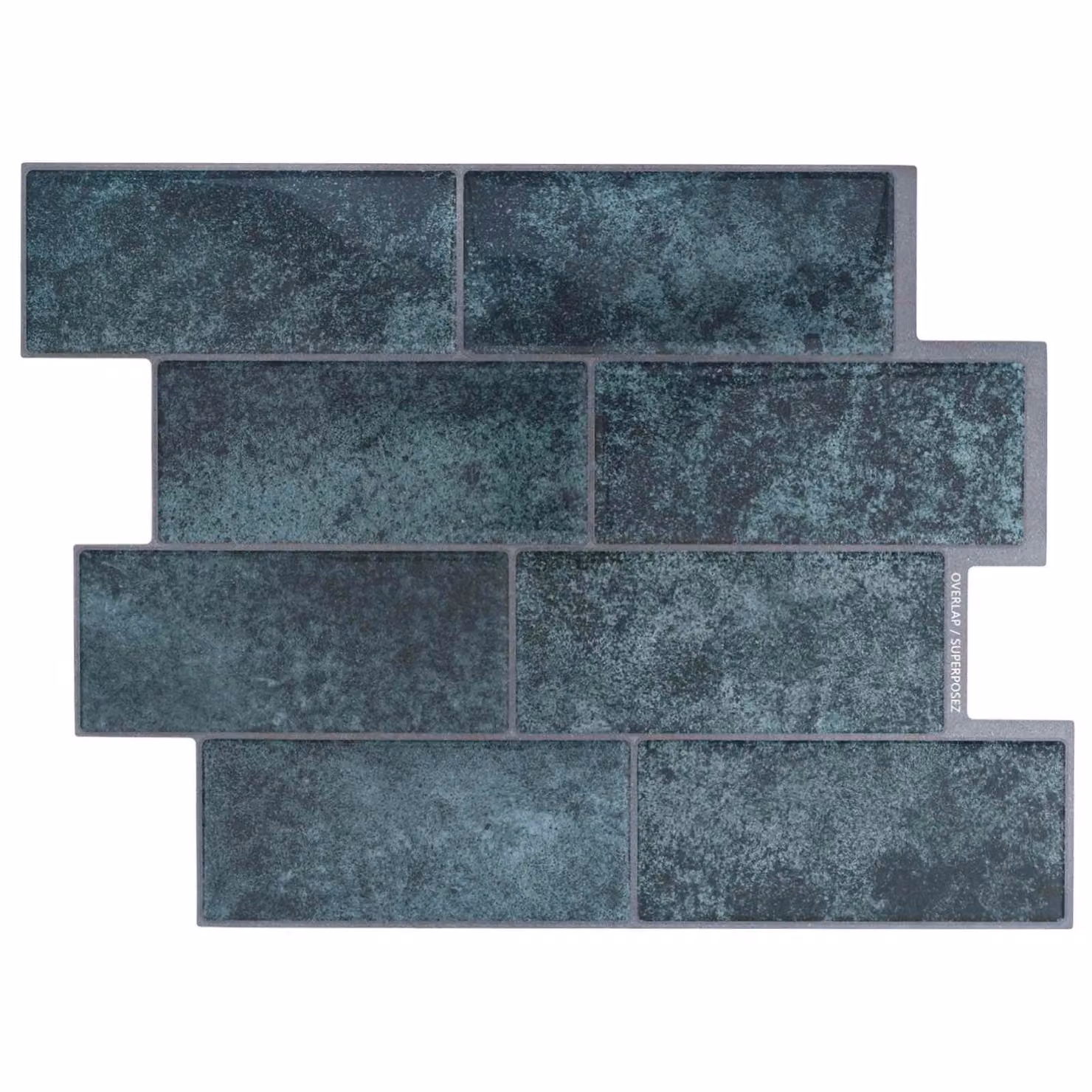 Set di 10 piastrelle effetto subway vidaXL in poliuretano e PET, colore blu petrolio, per pareti di cucina e bagno, 29 x 21 cm