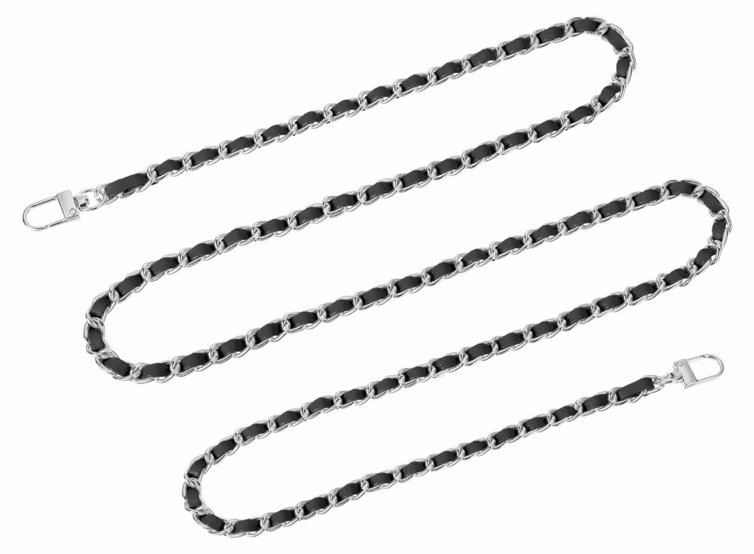 Catena per borsa, lunghezza 140 cm, nera/argento, larghezza 8 mm, peso 131 g