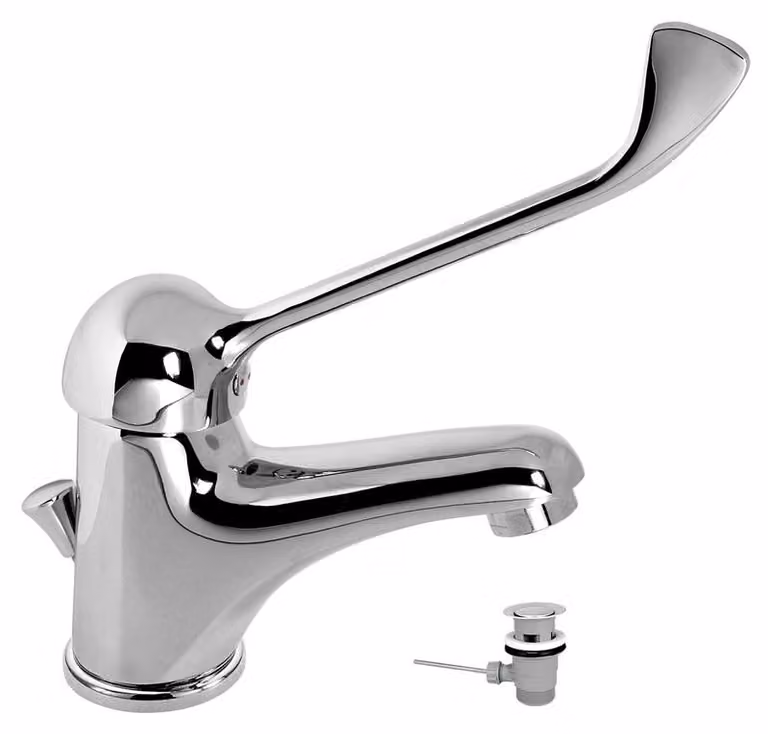 Miscelatore per lavabo Novaservis con piletta, leva medicale Metalia 55 cromata