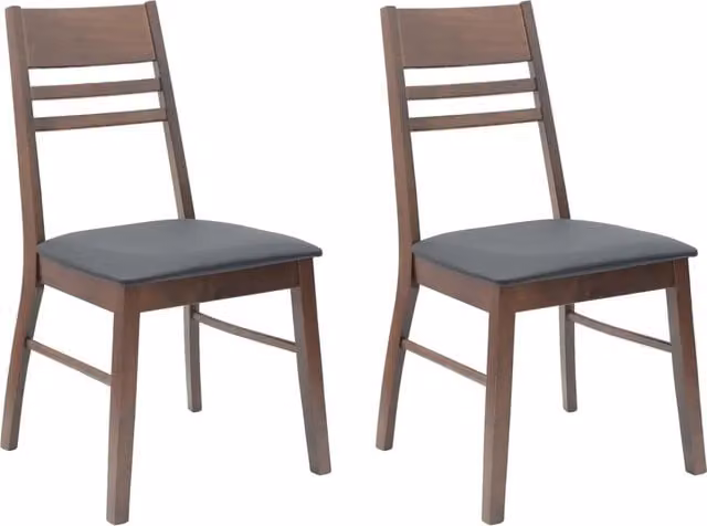 Set di 2 sedie da pranzo moderne in ecopelle marrone e legno di gomma L/P/H: 43 x 54 x 89 cm – 1