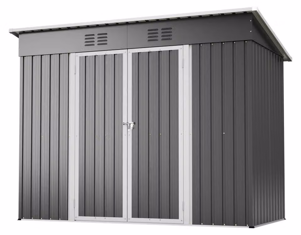 Magazzino esterno, design impermeabile, facile da montare, grigio, 8x4 piedi