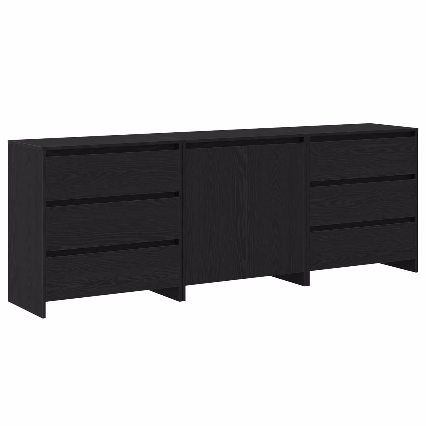 Credenza moderna vidaXL in 3 pezzi nero in legno ingegnerizzato MDF L: 70 cm, P: 41 cm, H: 75 cm