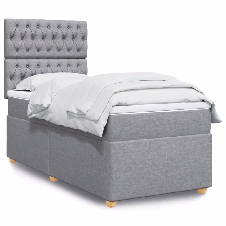 vidaXL Giroletto a Molle Ibrido con Materasso in Tessuto Grigio e Bianco L/P/H: 200 x 80 x 150,5 cm